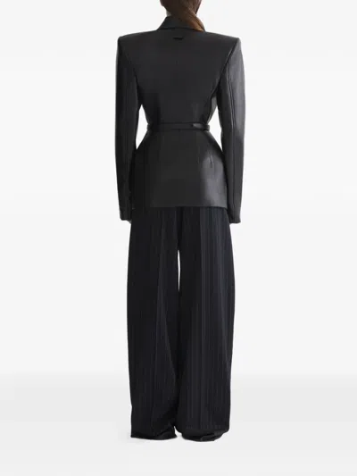 Mugler Leather Fitted Jacket In Black