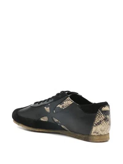 Stefan Cooke Slashed Embossed Leather Sneakers In Black