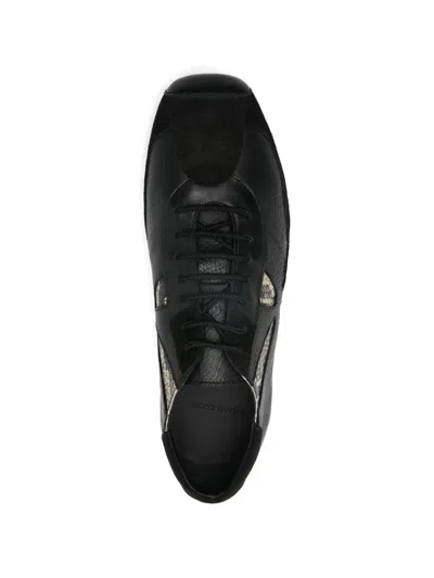 Stefan Cooke Slashed Embossed Leather Sneakers In Black