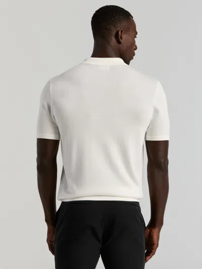 Perry Ellis Men's Cotton Modal Striped Zip Sweater Polo In White