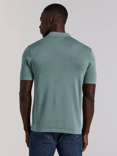 Perry Ellis Men's Cotton Modal Striped Zip Sweater Polo In White