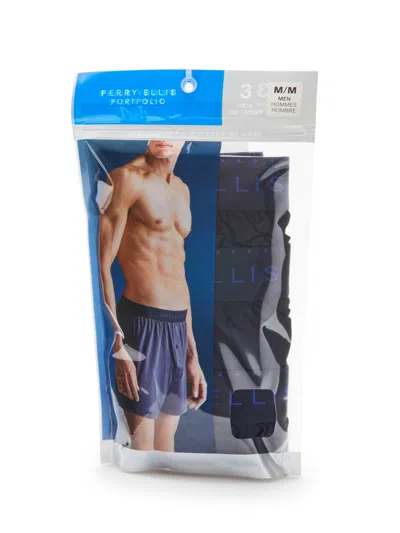 Perry Ellis Men's 3-pack Solid Luxe Boxer Short In Black