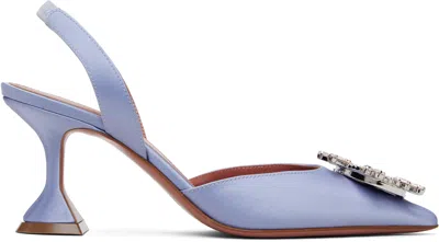 Amina Muaddi Elegant Crystal-embellished Pointed Toe Slingbacks With 95mm Heel In Purple