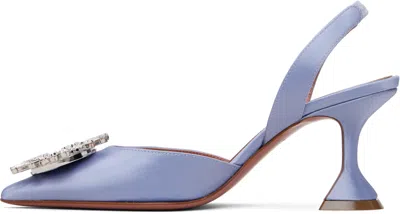 Amina Muaddi Elegant Crystal-embellished Pointed Toe Slingbacks With 95mm Heel In Purple