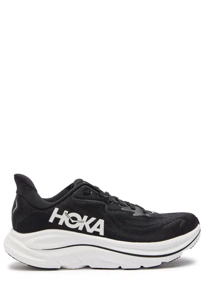 Hoka Clifton 10 Rubber-trimmed Jacquard Running Sneakers In Black