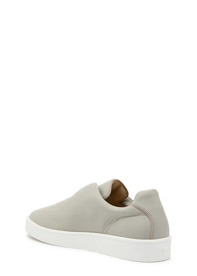 Aurélien Aur3 Grained Leather Sneakers In Gray