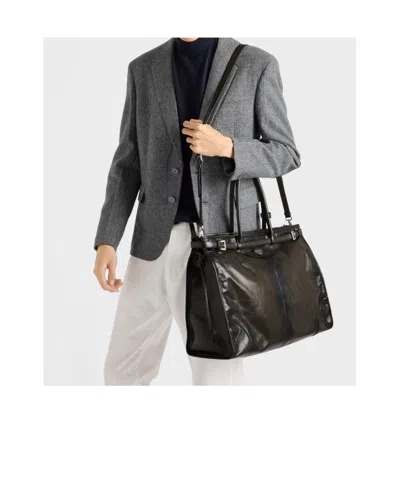 Prada Chocolate Leather Large Shopping Bag In Brown