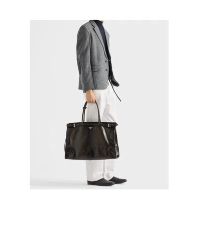 Prada Chocolate Leather Large Shopping Bag In Brown