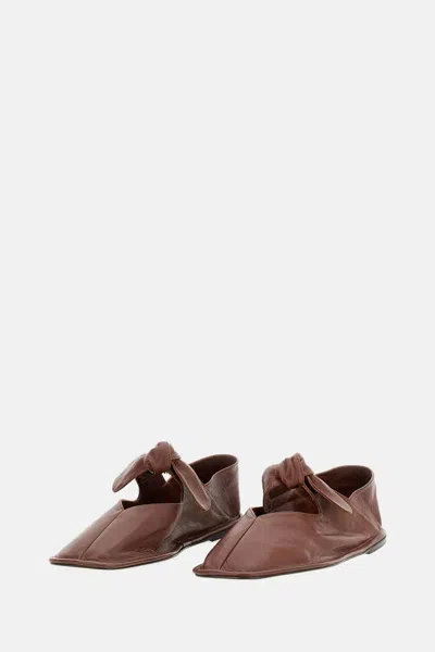 Hereu Brown Llasada Supple Shiny Ballerina Flats In Brown