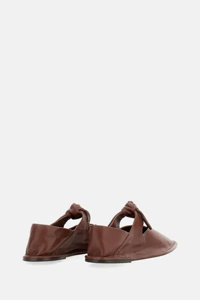 Hereu Brown Llasada Supple Shiny Ballerina Flats In Brown