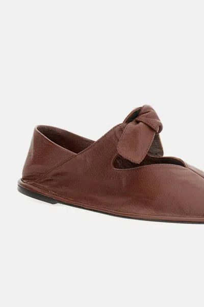 Hereu Brown Llasada Supple Shiny Ballerina Flats In Brown