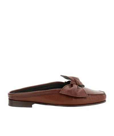 Hereu Chestnut Leather Mules In Multi