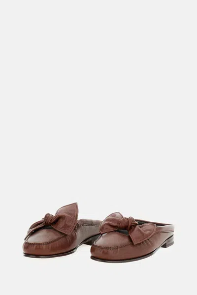 Hereu Chestnut Leather Mules In Multi
