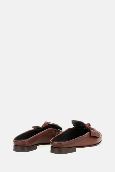 Hereu Chestnut Leather Mules In Multi
