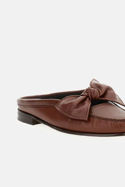 Hereu Chestnut Leather Mules In Multi