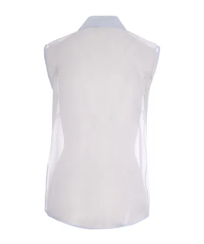 P.a.r.o.s.h Parosh Sheer Sleeveless Button-front Blouse In Blue