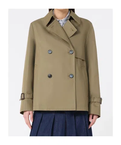 Weekend Max Mara Button Double-breasted Coat In Brown