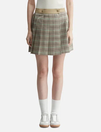 Moncler Women Checked Pleated Mini Skirt In Brown