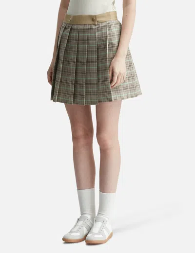 Moncler Women Checked Pleated Mini Skirt In Brown
