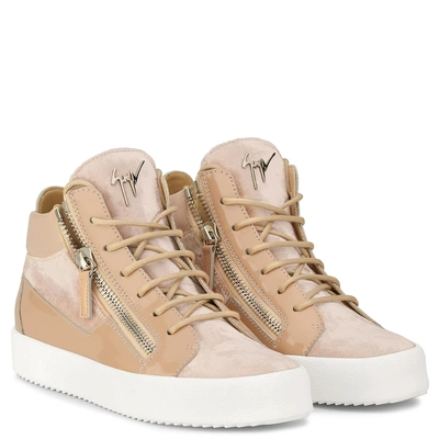 Shop Giuseppe Zanotti - Pink Velvet Mid-top Sneaker Kriss