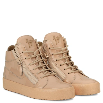 Shop Giuseppe Zanotti - Pink Patent Mid-top Sneaker Kriss