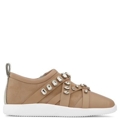 Giuseppe Zanotti - Pink Suede And Nappa 'runner' Sneaker With Crystals Christie