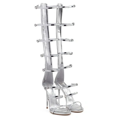 Shop Giuseppe Zanotti - Mirrored Silver Gladiator Sandal Super Harmony