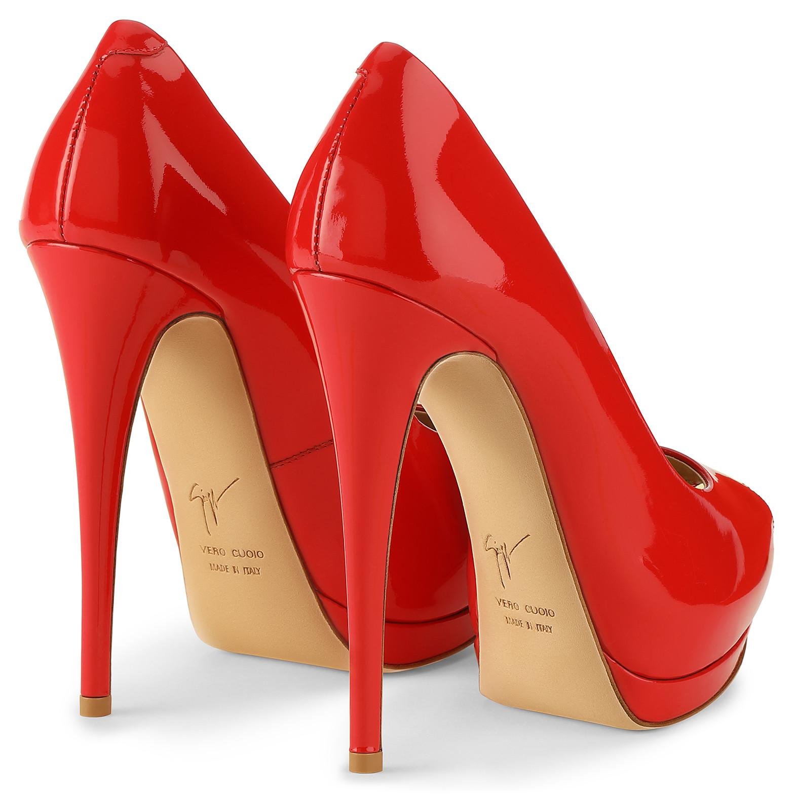 Giuseppe Zanotti - Red Patent Leather Open-toe Pump Sharon 120 | ModeSens