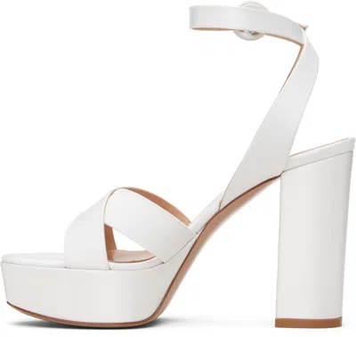 Gianvito Rossi Sabrina Satin Crisscross Ankle-strap Platform Sandals In White