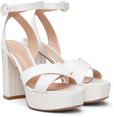 Gianvito Rossi Sabrina Satin Crisscross Ankle-strap Platform Sandals In White