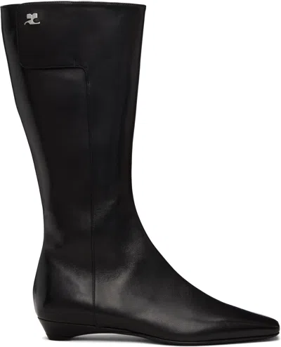 Courrèges Logo-plaque Boots In Black