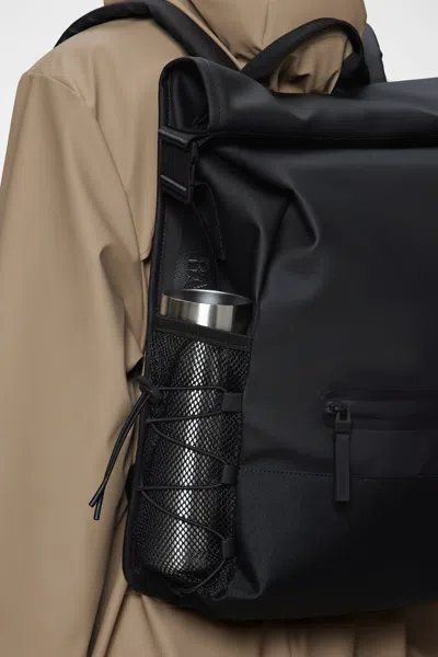 Rains Trail Mountaineer Rolltop Front-pocket Backpack In Black