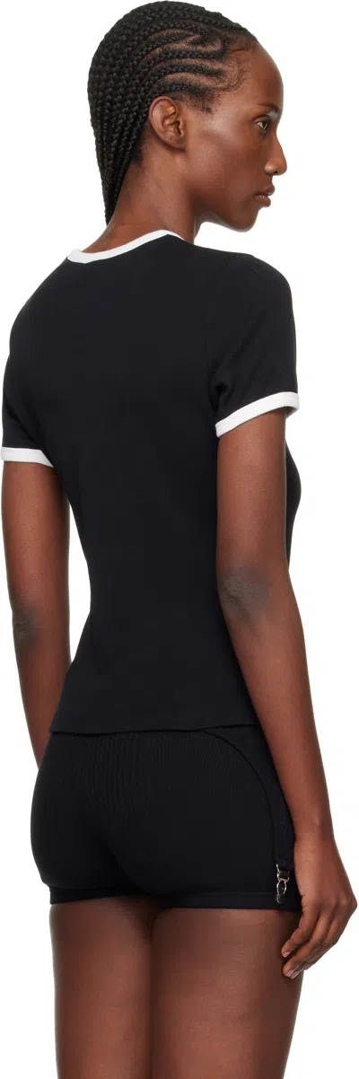Courrèges Courreges Women Cotton T Shirt With Contrasting Profiles In Black