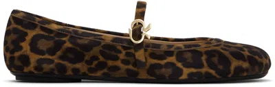 Gianvito Rossi Brown Carla Flats In Animal Print