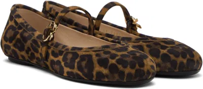 Gianvito Rossi Brown Carla Flats In Animal Print