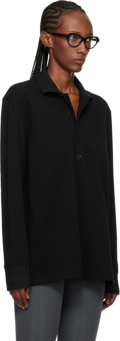 Courrèges Black Oversized Polo In Black