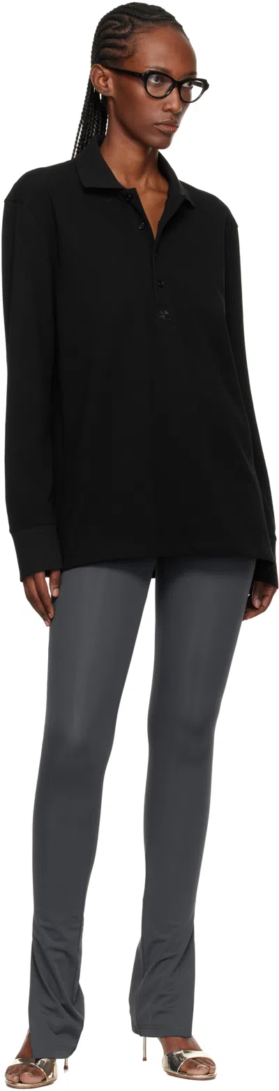 Courrèges Black Oversized Polo In Black