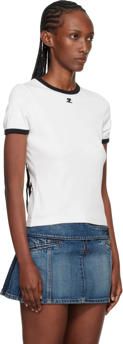 Courrèges Courreges Women Cotton T-shirt With Contrasting Profiles In White