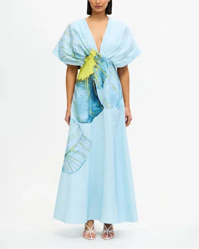 Acler Glamorgan Floral V-neck Maxi Dress In Blue