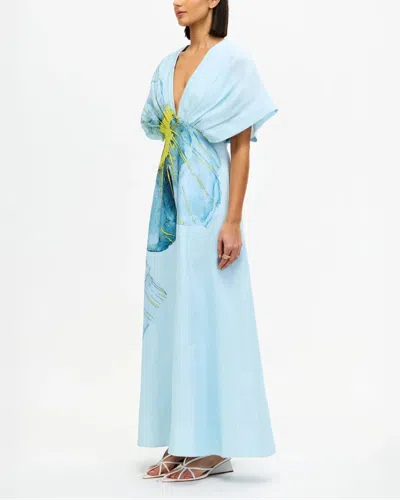 Acler Glamorgan Floral V-neck Maxi Dress In Blue