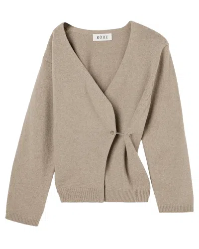 Rohe Off Shoulder Wool Cashmere Wrap Cardigan In Brown
