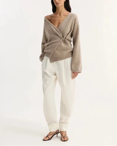 Rohe Off Shoulder Wool Cashmere Wrap Cardigan In Brown