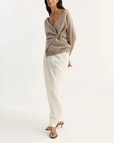 Rohe Off Shoulder Wool Cashmere Wrap Cardigan In Brown