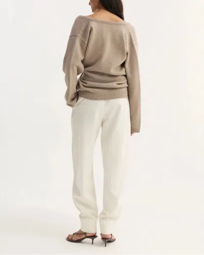 Rohe Off Shoulder Wool Cashmere Wrap Cardigan In Brown