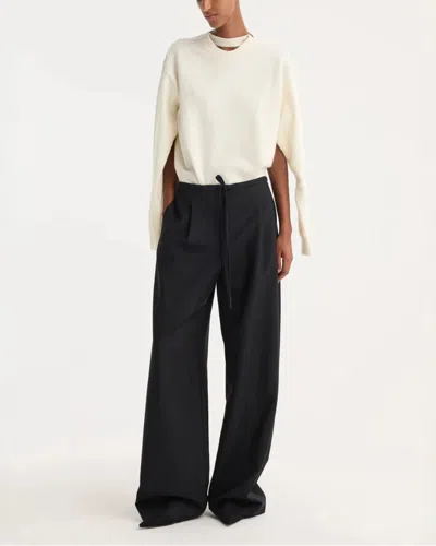 Rohe Relaxed Wool Drawstring Trousers In Black
