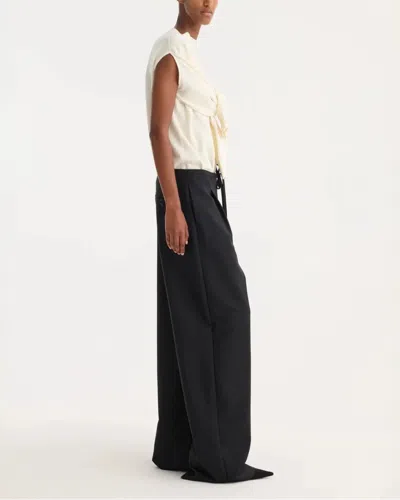 Rohe Relaxed Wool Drawstring Trousers In Black