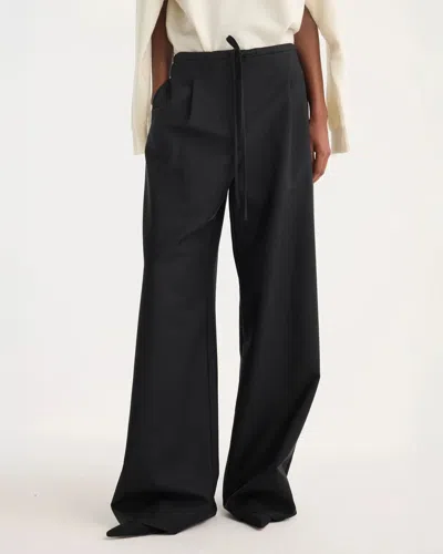 Rohe Relaxed Wool Drawstring Trousers In Black