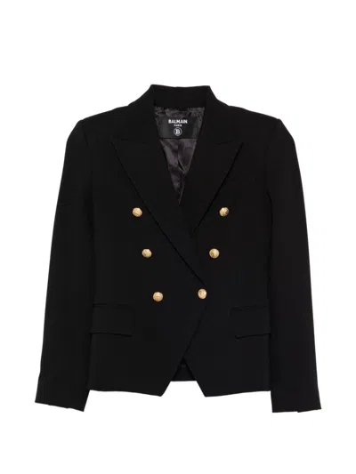 Balmain Double-breasted Blazer In Black