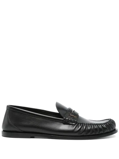 Saint Laurent Le Loafer Loafers In Polished Wrinkled Leather In Black