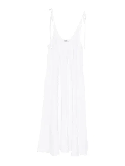 Anine Bing Flora Gathered Lyocell And Linen-blend Maxi Dress In White
